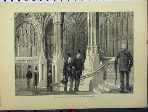 Original old antique print - old,