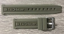 TAG HEUER Watch GREY Genuine RUBBER Strap Band Bracelet Silver Clasp 20mm