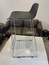 Bar High Stool Kitchen Breakfast Dining Black Polypropolene Seat Chrome Frame