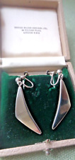 Danish Sterling Silver Modernist Screw Back Earrings + Box  Hans Hansen Denmark