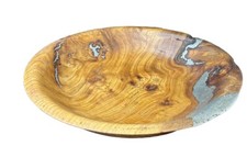 HAND CRAFTED LARGE WOOD & METAL BOWL 13.5” DIAMETER
