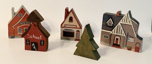 Village wooden shelf sitter - village,