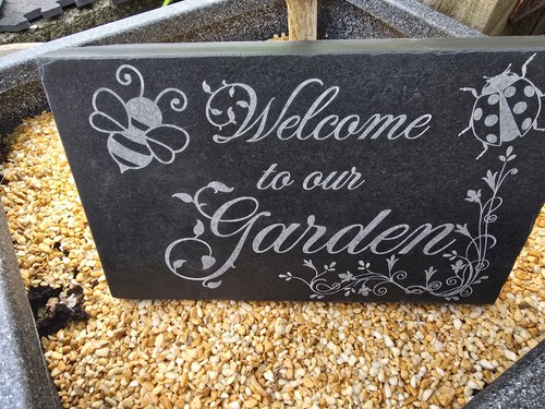 Heavy slate garden sign - slate,