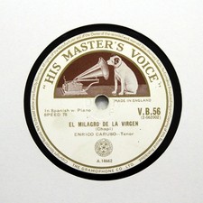 ENRICO CARUSO "El Milagro De la Virgen / Angelo Casto E Bel" 12" HMV VB-56 [78]
