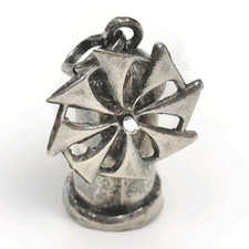 True Vintage Dutch White Metal Moving Windmill Charm