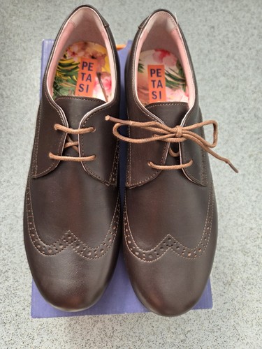 Girls brown leather brigue - brown,