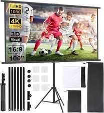 Screen Projector with Tripod 100 Inches, 16:9 HD Screen Extendible, OWill 