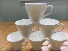 Set of 6 English Fine Bone China - White Tea Cups