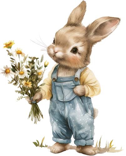 Colourful peter rabbit floral - colourful,