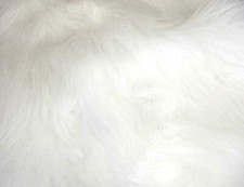 LONG Pile Fun Faux Fur Fabric Material - BRIGHT WHITE