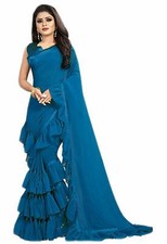 Women's Georgette Solid Ruffle