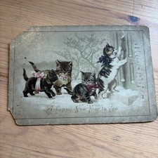 Victorian Xmas Card Cats