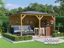 Wooden bar gazebo 4x3m garden - wooden,
