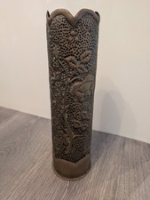 WW1 Trench Art Hammered Shell Case Rose Stem Design Trench Art