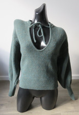 ZARA GREEN BLUE BALLOON PUFF LONG SLEEVED WOOL KNITTED JUMPER PULLOVER S SMALL 8