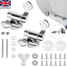 Replacement Soft Close Hinge Set for Oak Wood WC Seats Chrome Hinge Fittings UK