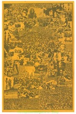 WOODSTOCK POSTER Original Rolled EARLY 1970S Collage Mint