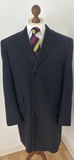 Crombie Style Overcoat Grey Wool & Cashmere by Greenwoods Mens XL XXL