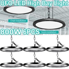 6X LED High Bay Light 800W UFO Factory Workshop Warehouse Industrial Lights Lamp