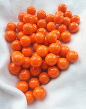 OPAQUE ORANGE - 25 Beautiful Shiny Solid Colour Glass Marbles, Brand New, 14mm