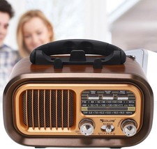 Retro Bluetooth Speaker,Portable Vintage FM AM SW Radio/Music Player with Antenn