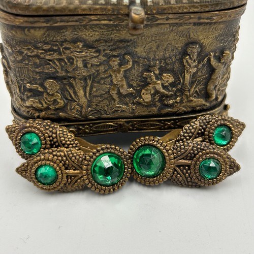 Vintage 1930s pair green paste - green,