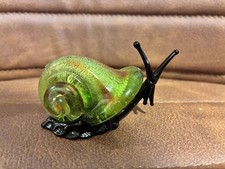 Murano glass Snail Ornament Green black 