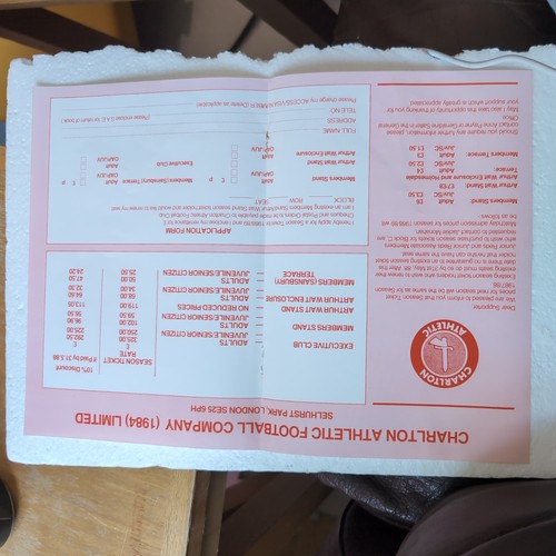 1988 charlton season ticket - charlton,
