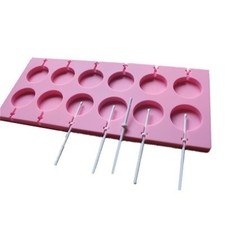 12 Round Shape Silicone Lollipop Mould Tray Candy Chocolate Lollypop Mold Sticks