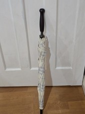 Burberry Fragrance Light Blue/Cream Plaid Umbrella Wood Handle & Tip. Full Size