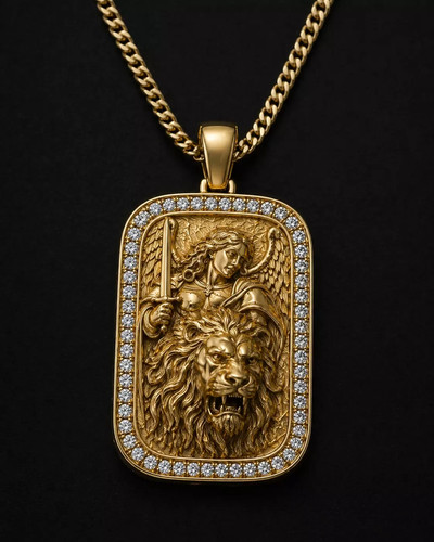 Saint michael lion pendant - lion,