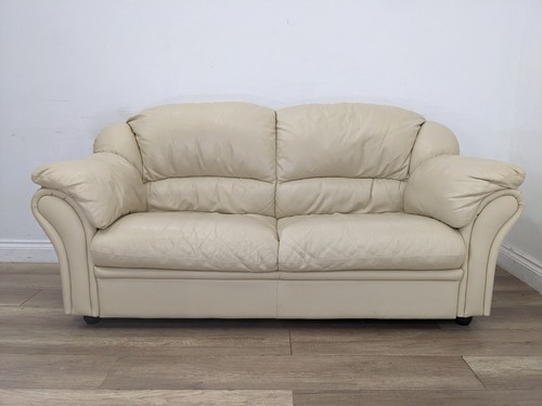 Sofa seater cream leather - sofa,
