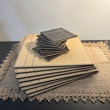 Set of 8 Faux Leather Placemats & 8 Coasters Beige & Brown Modern Dining Set VGC
