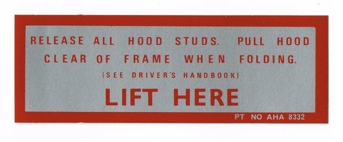 Hood warning label mg - label,