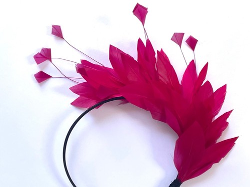 Pink cerise feather fascinator