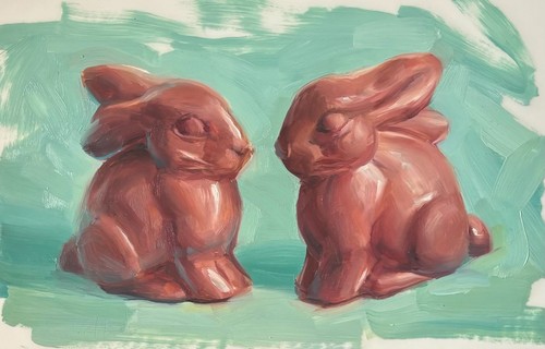 Chocolate bunnies still life