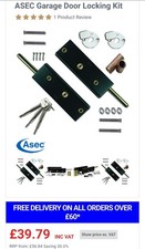 Garage Door Security Bolts Lock  Heavy Duty- Secure Garage Door Locking Kit