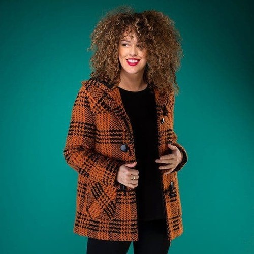 Orange check wool - orange, mix