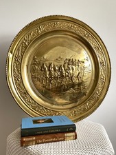 Lombard Made In England Brass Embossed Repousse Stagecoach Scene XL Wall Plaque