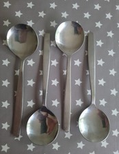 4 x VINERS CHELSEA Soup Spoons (18.8cm) VGC Gerald Benney Modernist 60s Cutlery