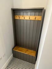 solid wooden hallway shoe coat