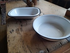 2 Vintage Enamel Baking Trays