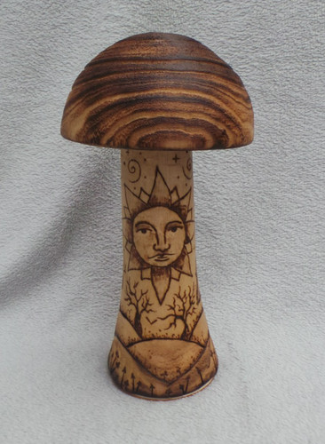 Mushroom handmade carved wood - carved,