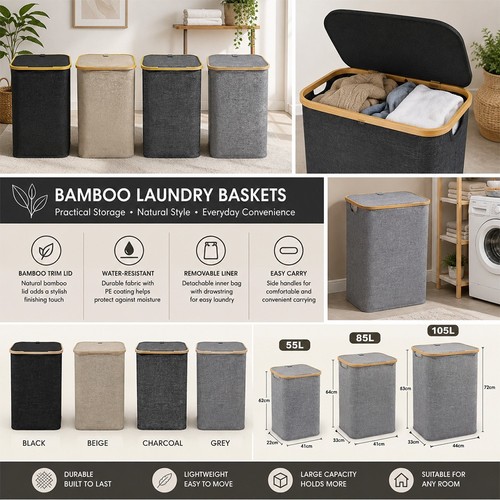 Laundry basket with lid bamboo - lid,