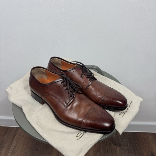 Santoni brown leather cap toe - brown,