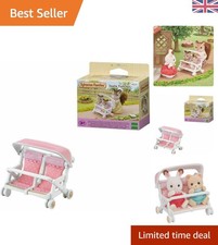 Adorable Pink Double Pushchair with Swivel Wheels - Ideal for Young Friends