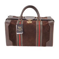 GUCCI Suede Vintage Vanity Case / Train Case Travel Bag Collector's Item 1970s