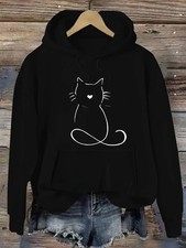 Whimsical Cat Print Hoodie