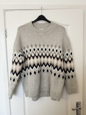 H&M Cosy Grey Patterned Thick Knit Oversized Jumper Size S