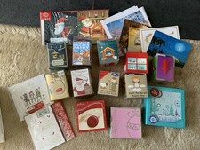 Job Lot Vintage Christmas Cards & Self Adhesive Tags Inc Box Of Paperchase